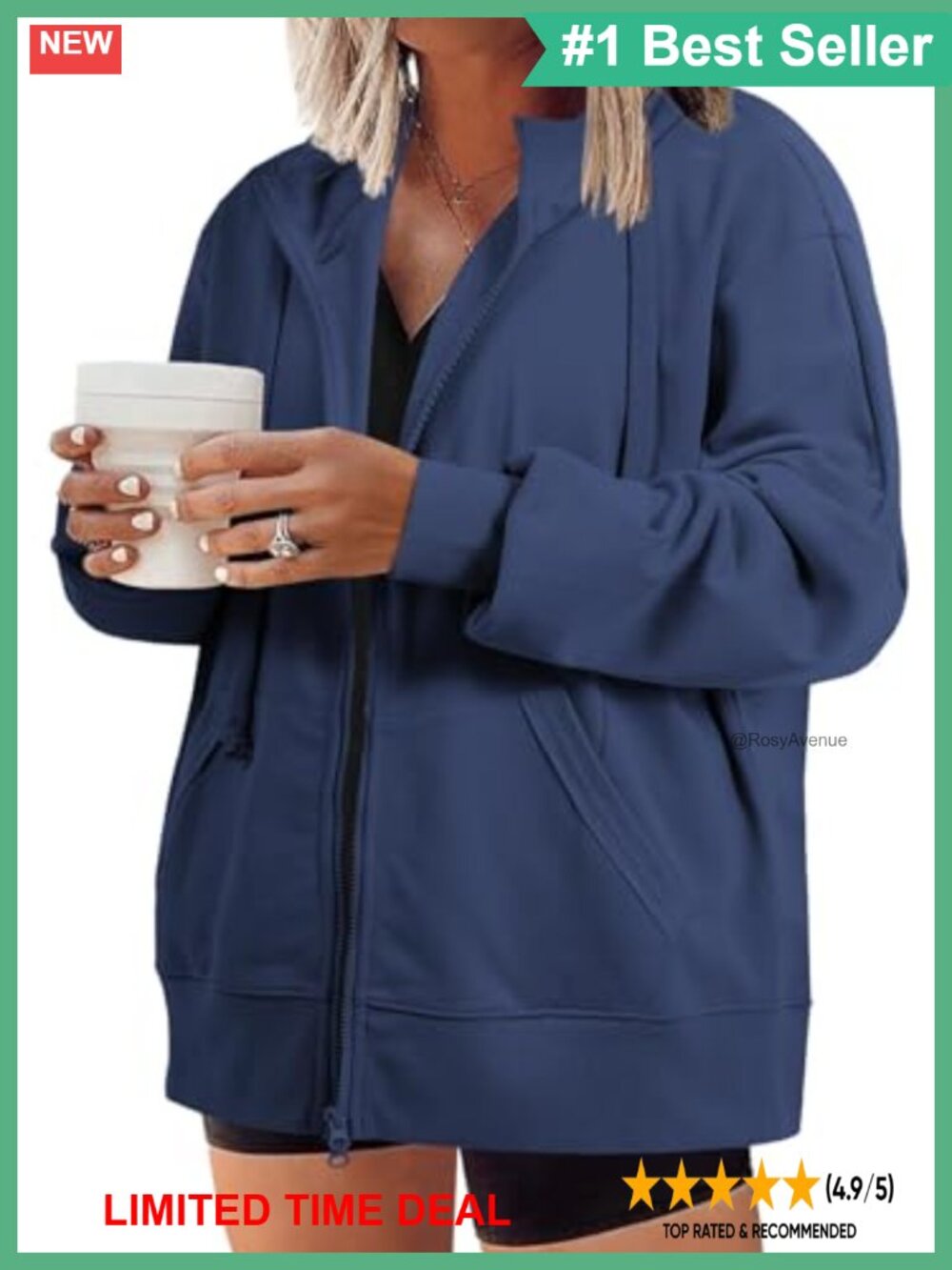 Plus Size Zip Up Hoodie Long Sleeve Oversized Sweatshirt Polyester Cotton